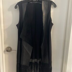 Iris Setlakwe medium black nylon & leather /Suede Fringe hem open Vest